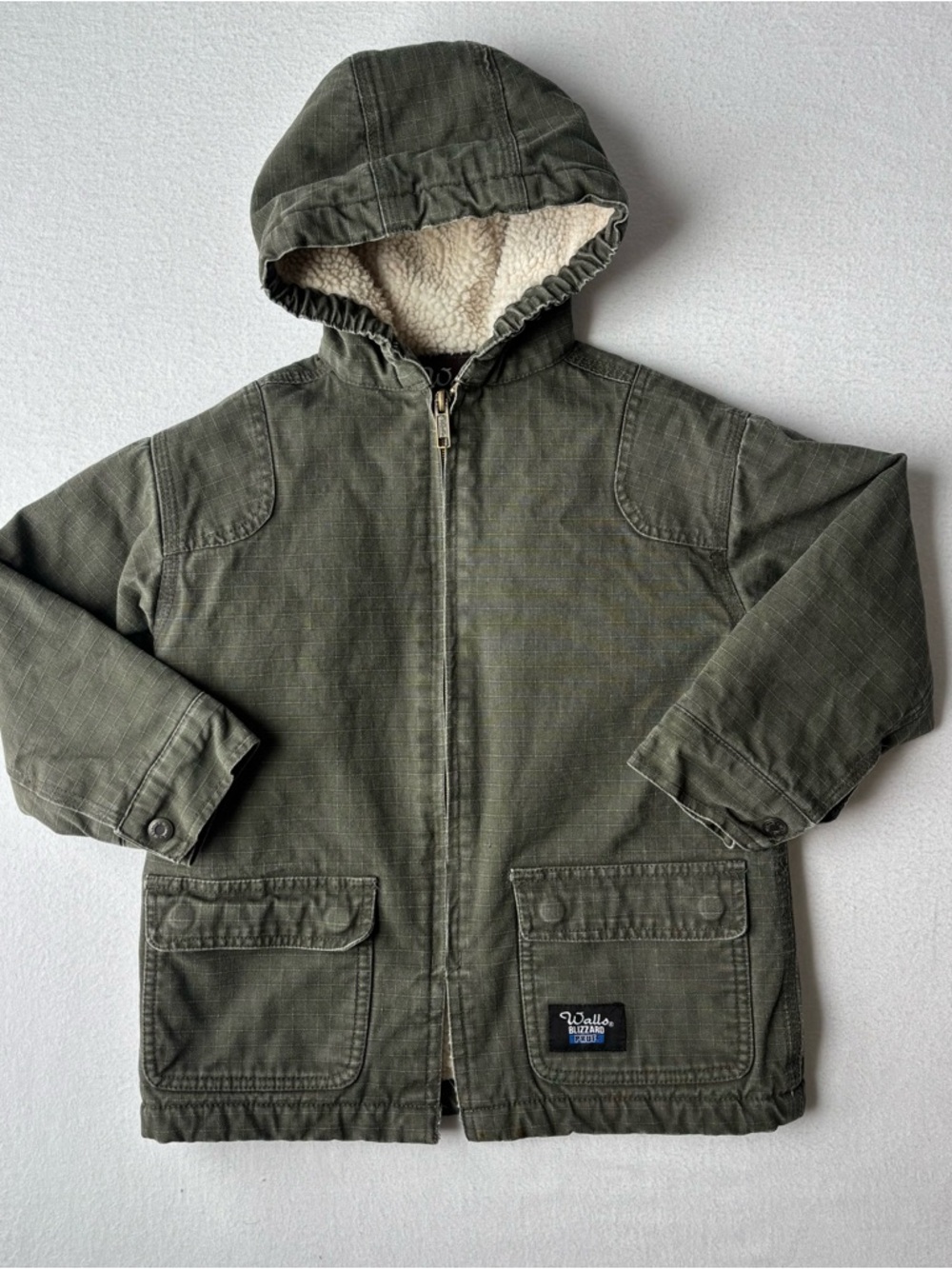 Vintage WALLS Blizzard Pruf Canvas Duck Jacket Full Zip Sherpa Lined Kids XS 4/5